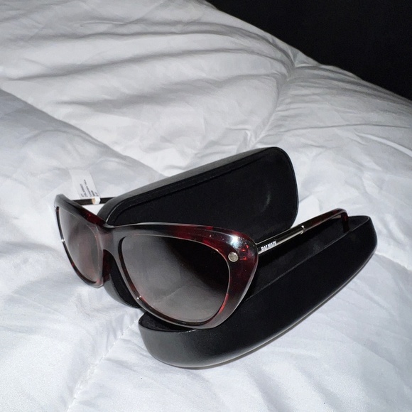 Balmain Paris 56mm Modified Cat Eye Red/Tortoise Sunglasses Made in France